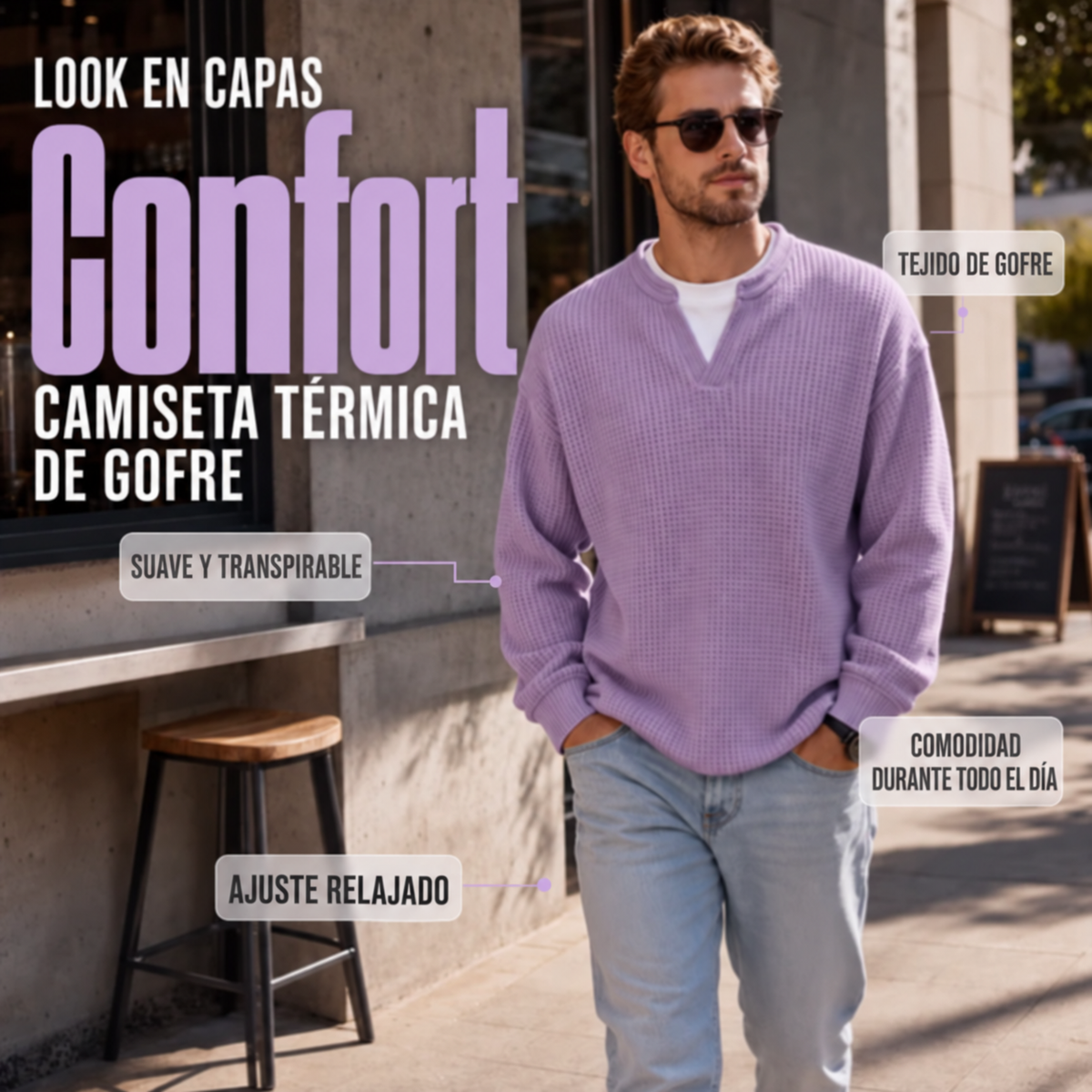 Jersey de punto gofre texturizado para hombre