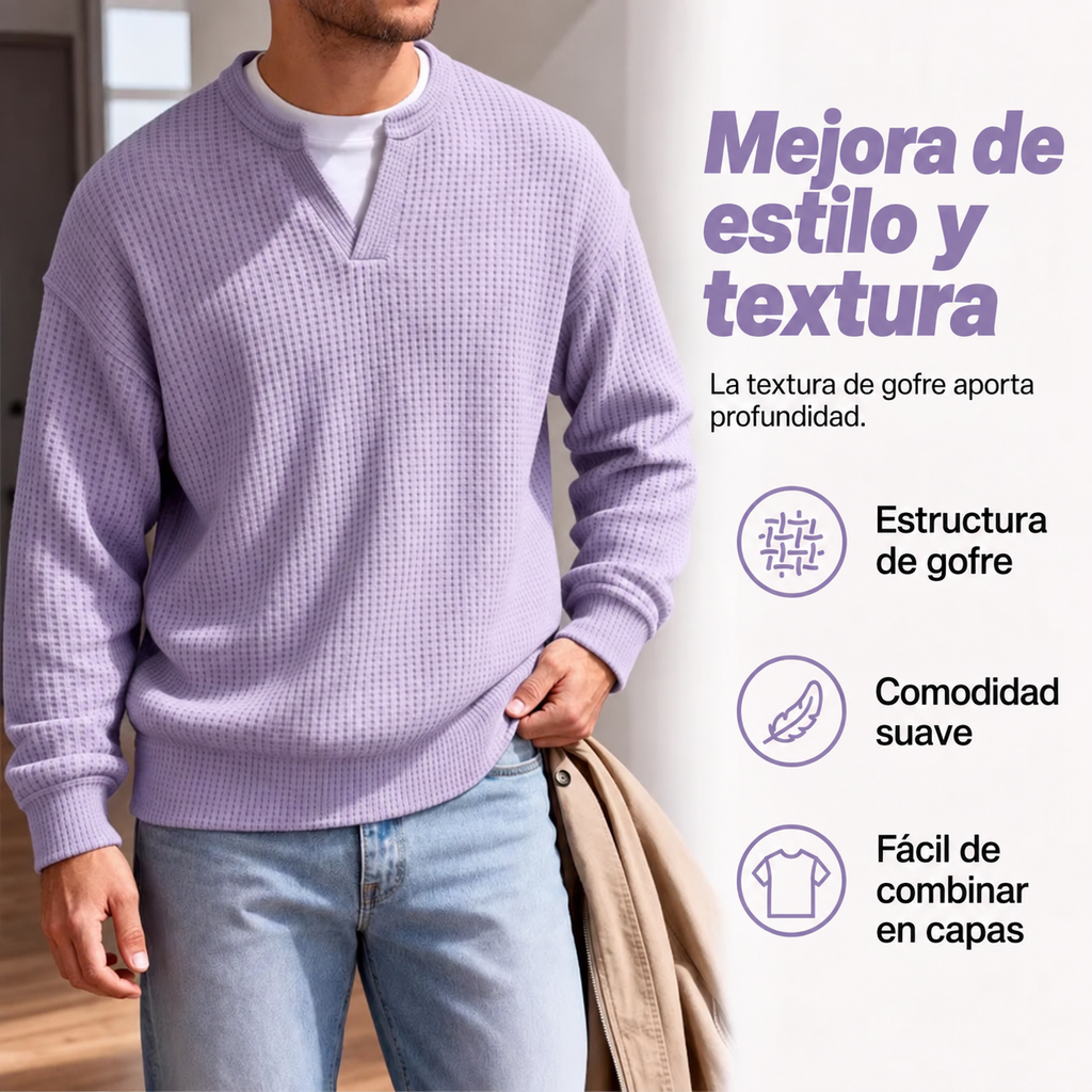 Jersey de punto gofre texturizado para hombre