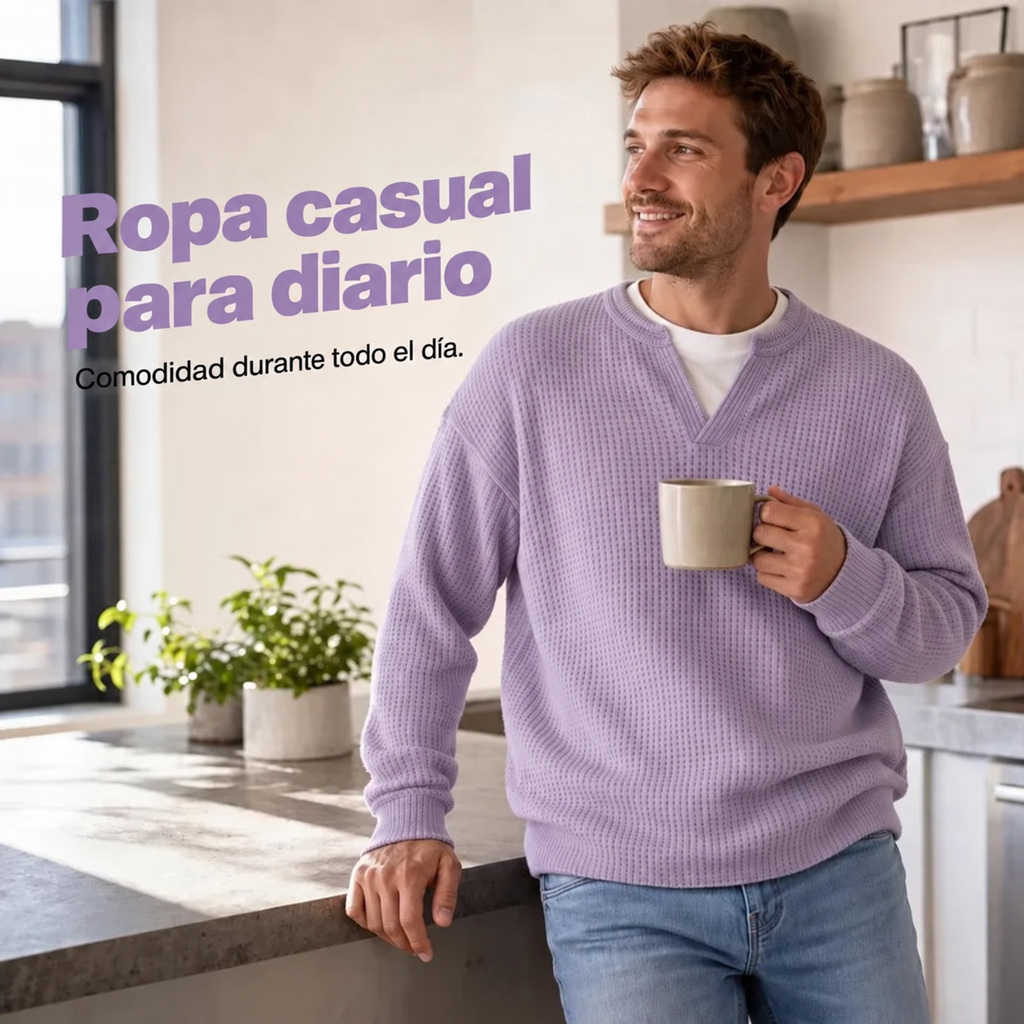 Jersey de punto gofre texturizado para hombre
