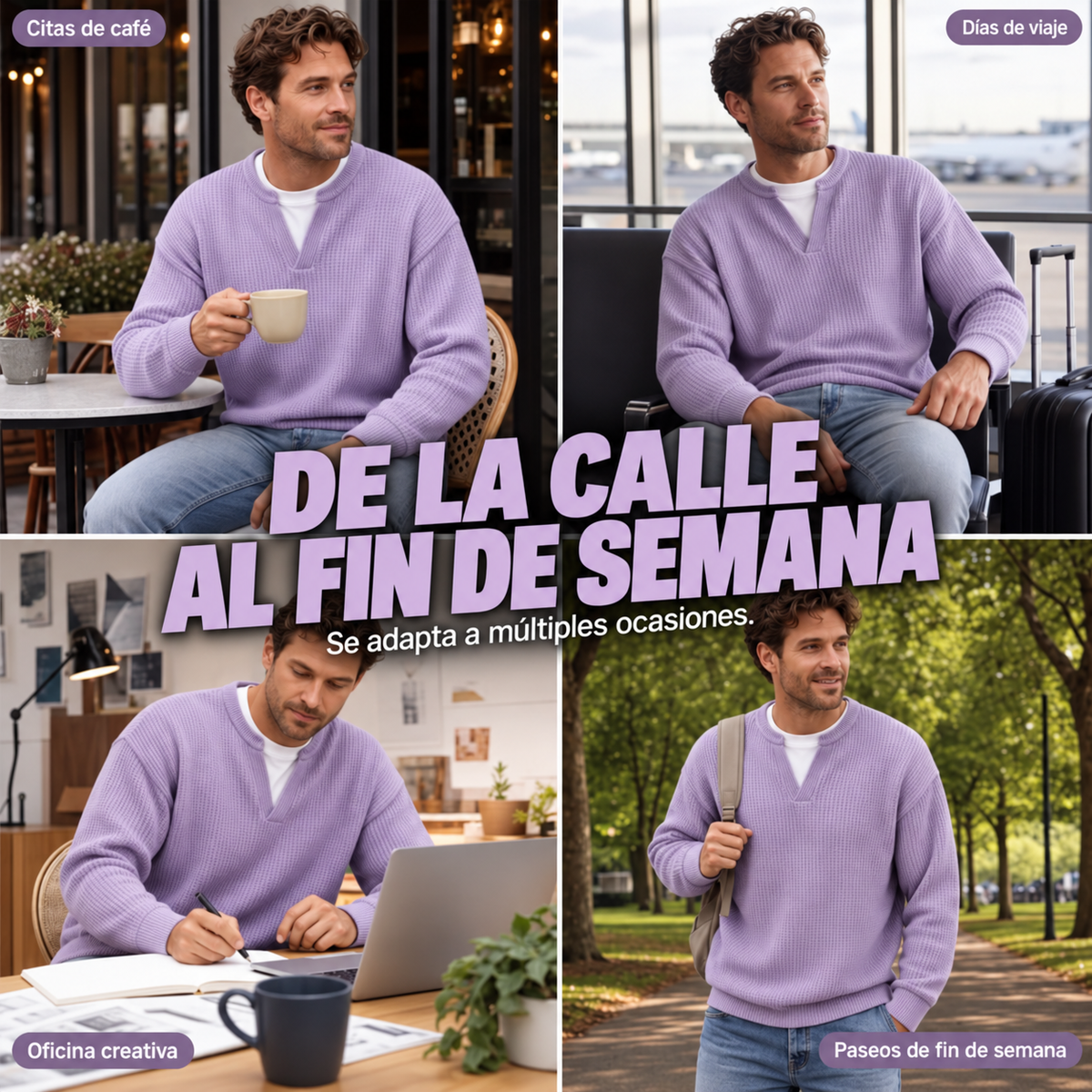 Jersey de punto gofre texturizado para hombre