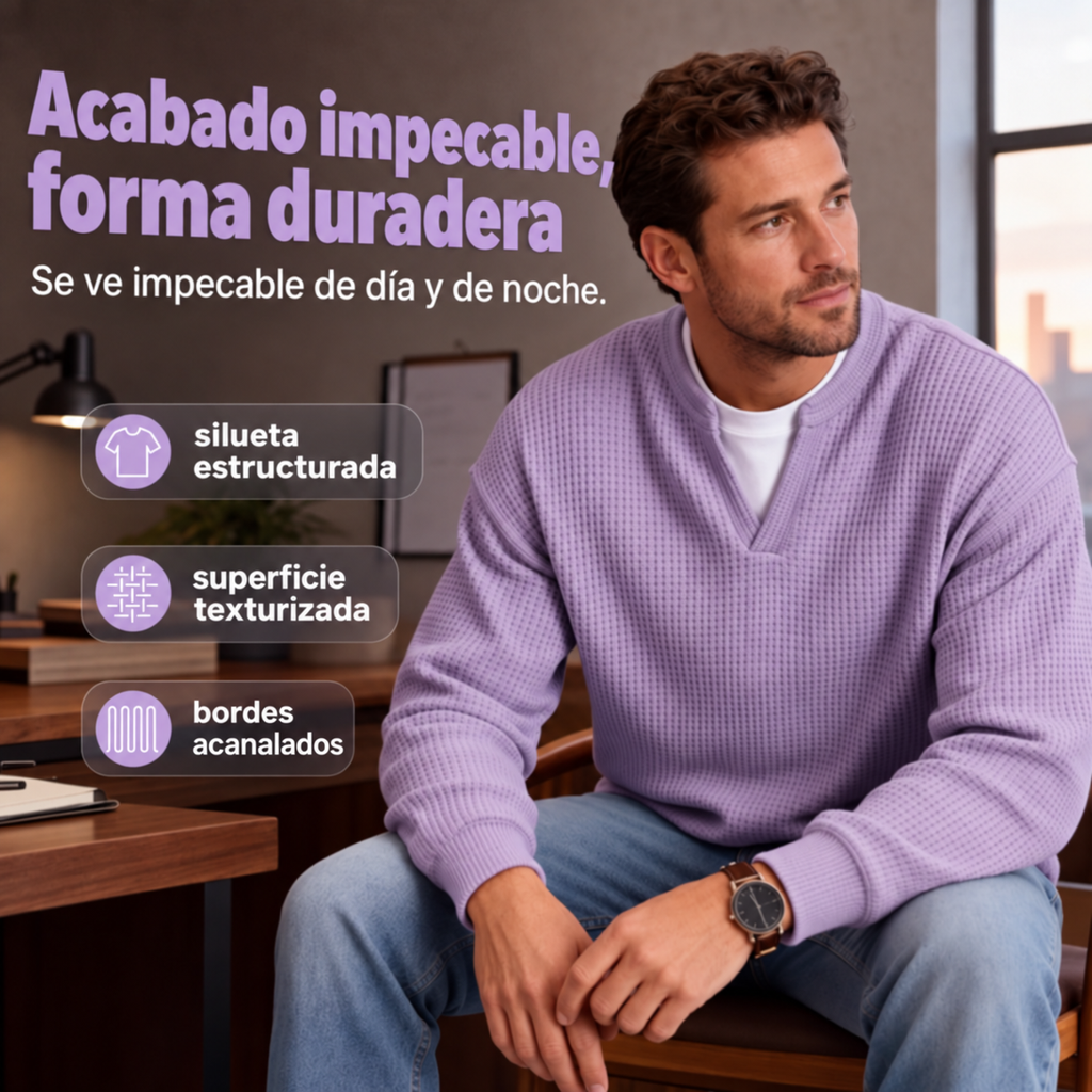 Jersey de punto gofre texturizado para hombre