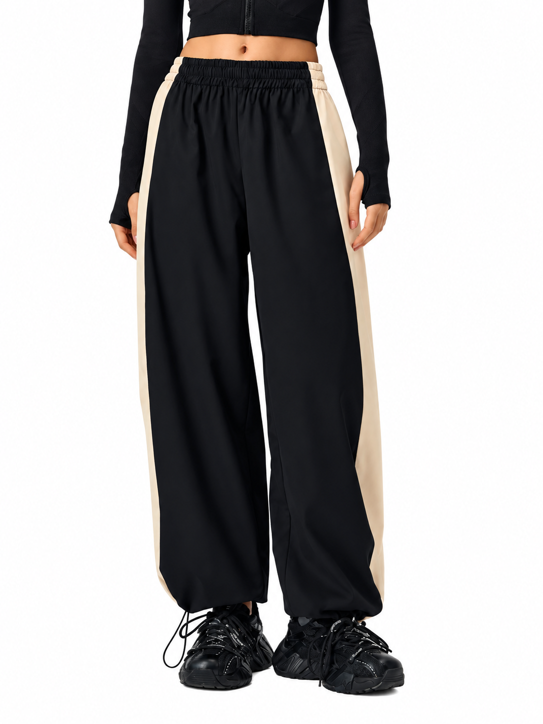 Noa - Pantalones con Bajo de Cordón y Cintura Elástica en Contraste