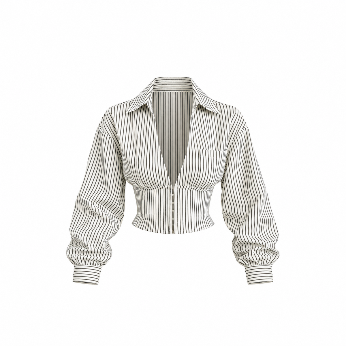 Marta - Blusa de Manga Larga con Rayas y Escote en V Profundo