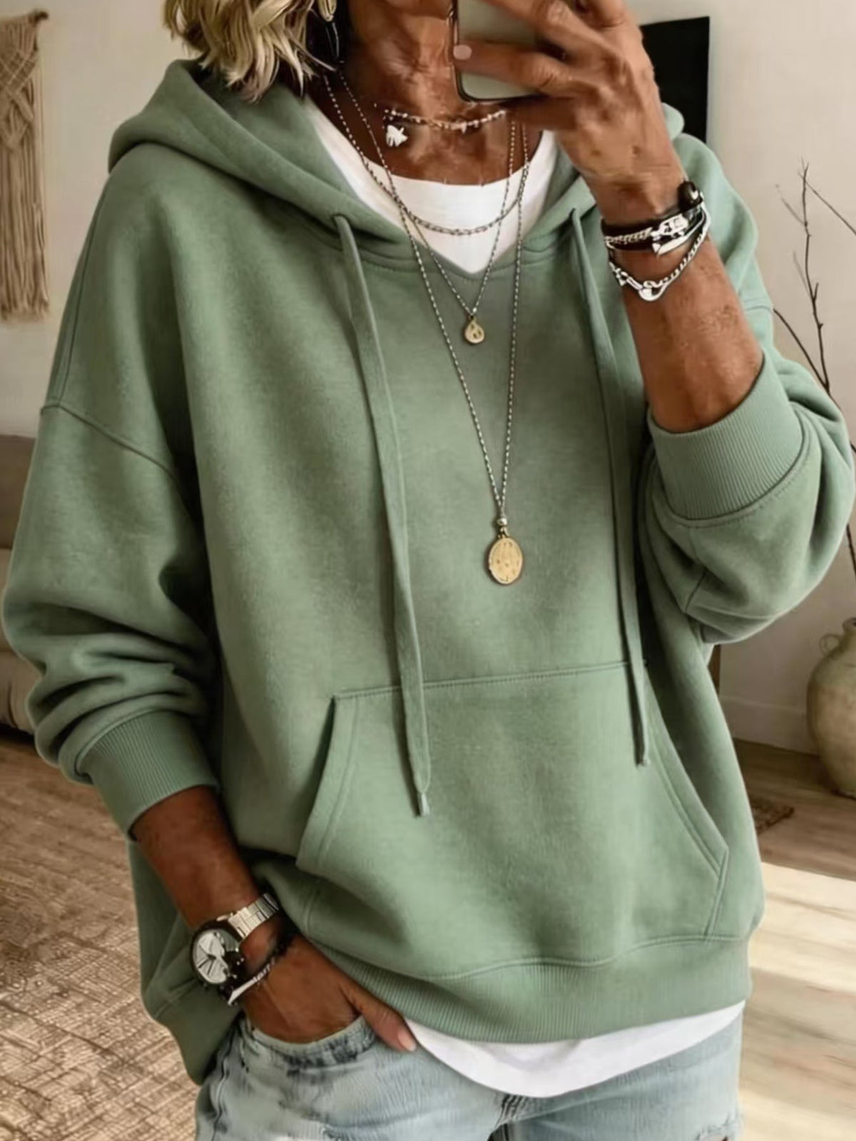 Nia | Sudadera Oversize con Capucha y Bolsillo Canguro