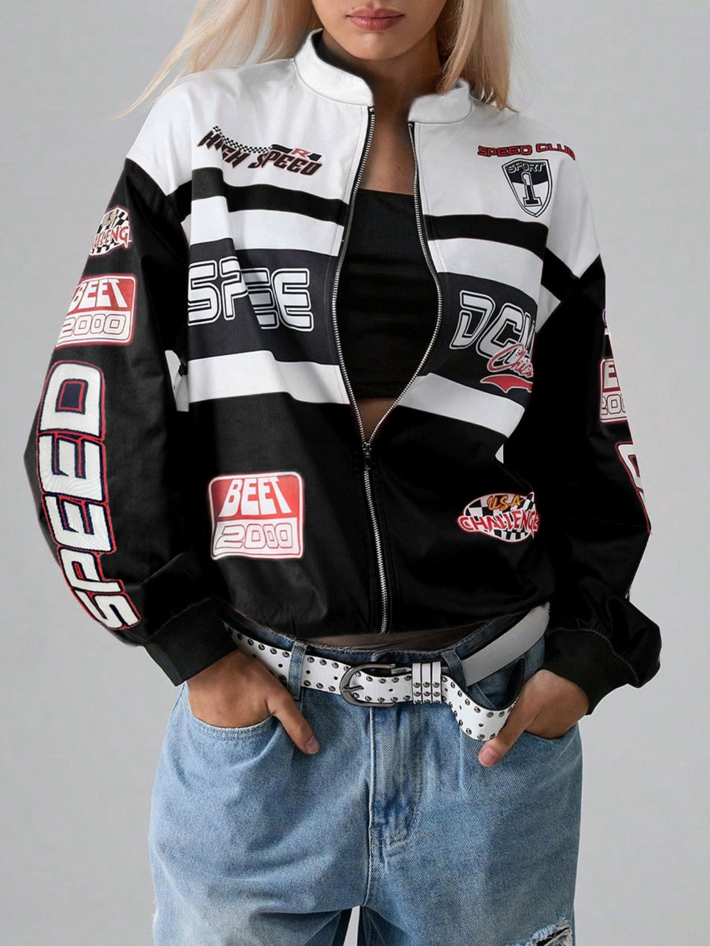 Karol - Chaqueta Cropped con Cremallera