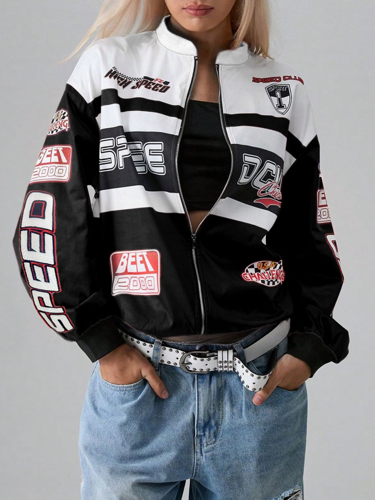 Karol - Chaqueta Cropped con Cremallera