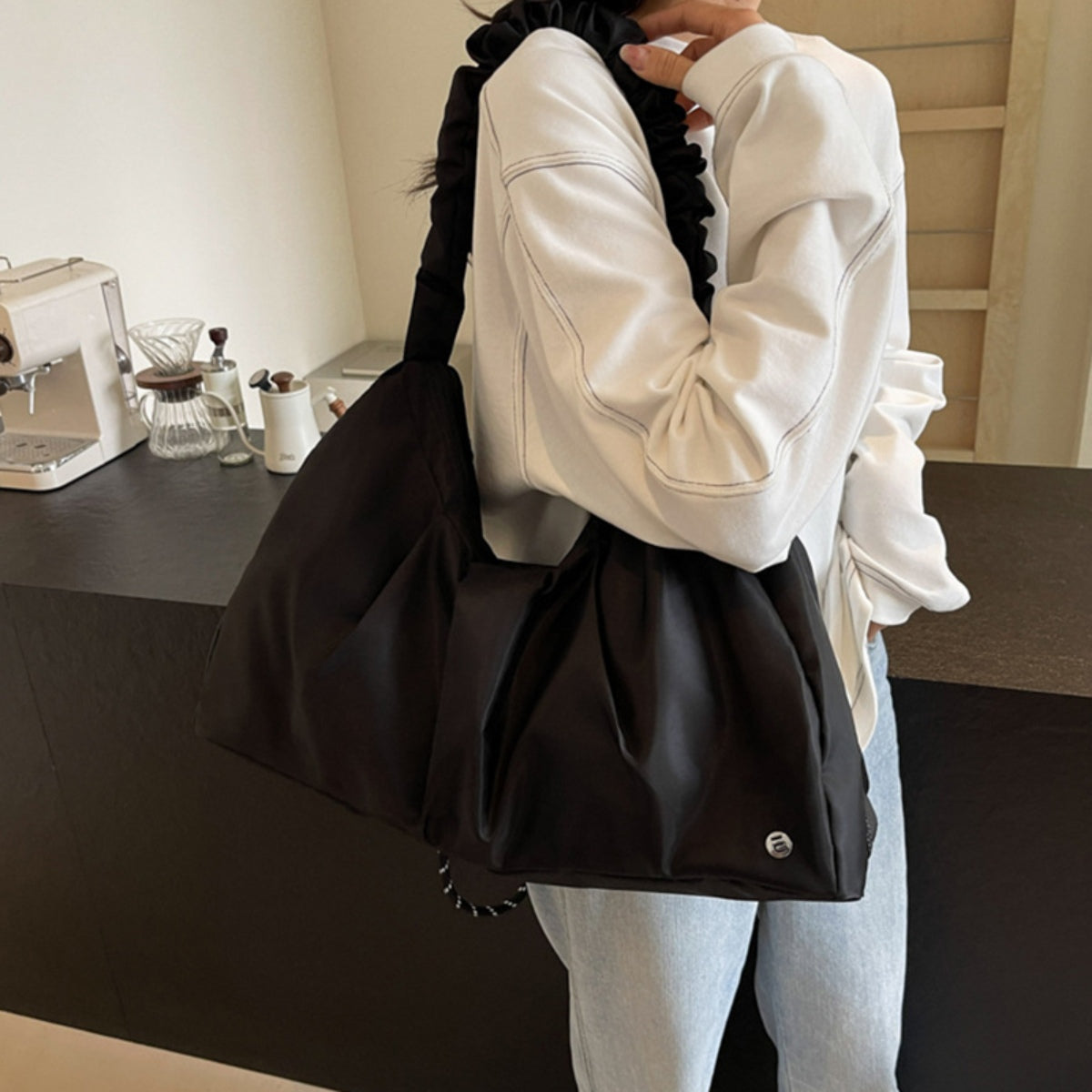 Tote bag grande con fruncidos