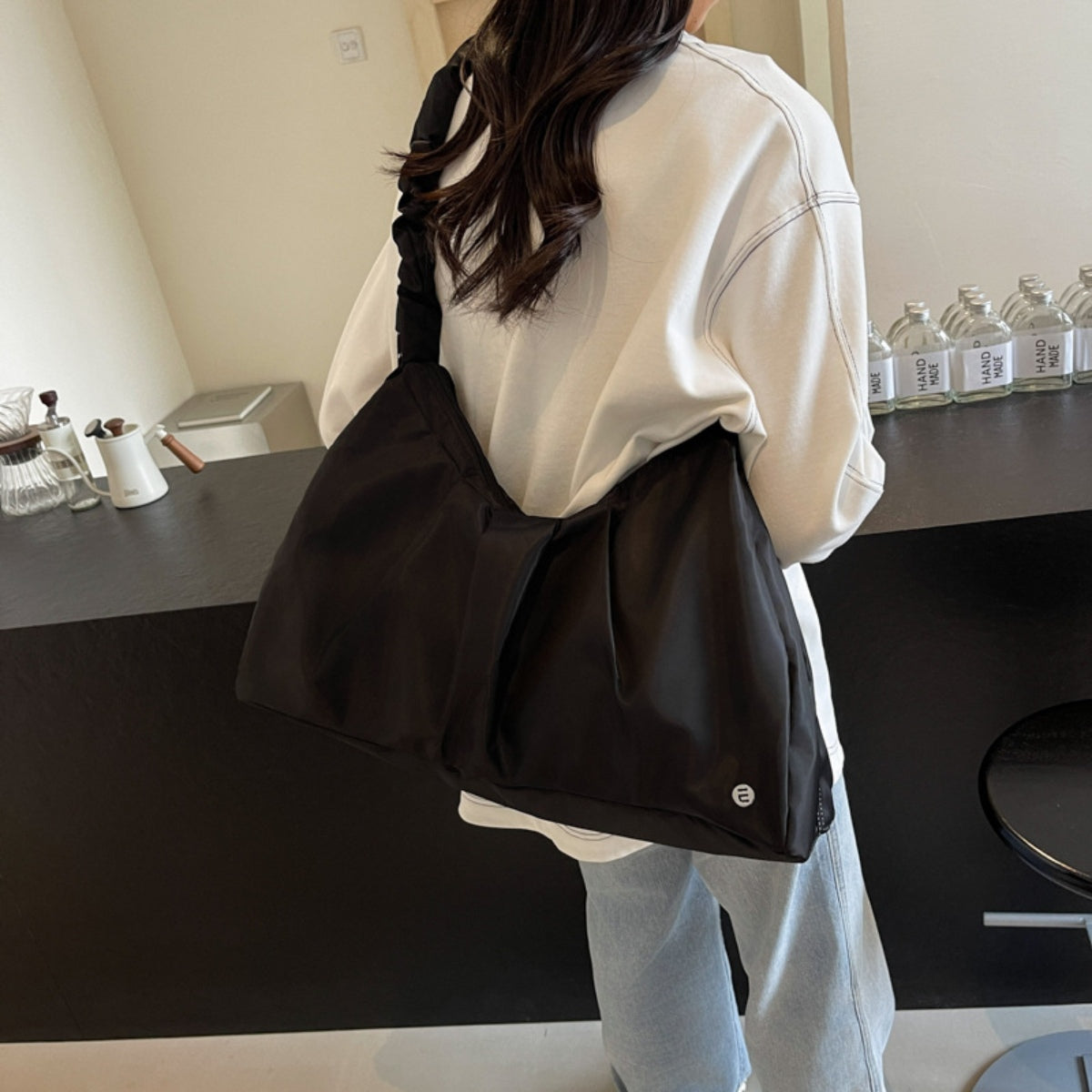 Tote bag grande con fruncidos