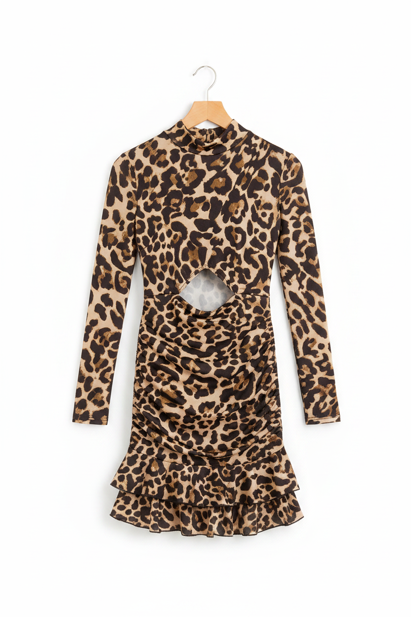 Minivestido de mujer con estampado de leopardo