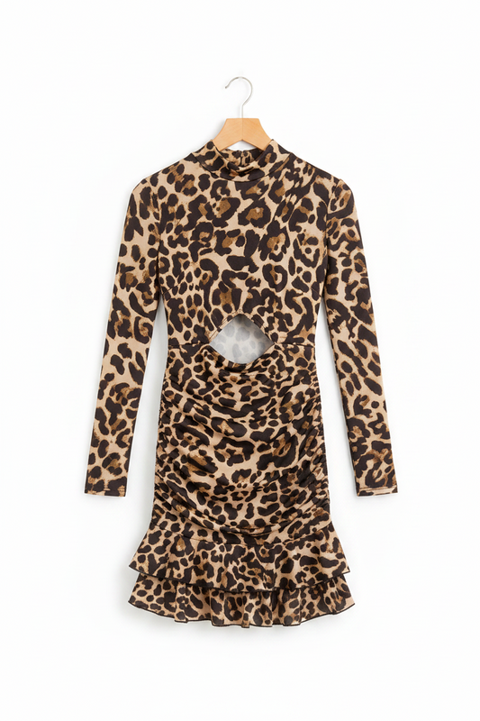 Minivestido de mujer con estampado de leopardo