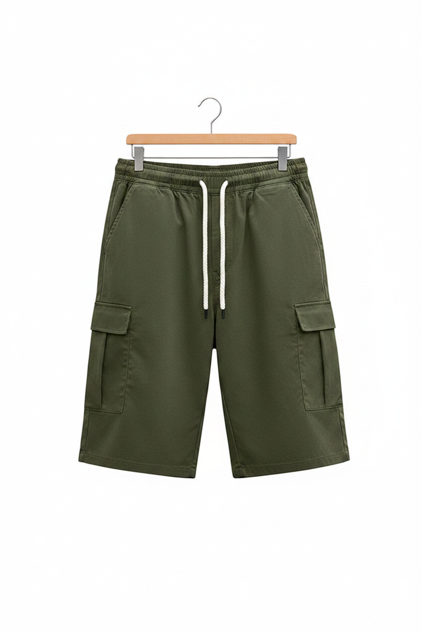 Pantalones cortos tipo cargo para hombre con cordón ajustable