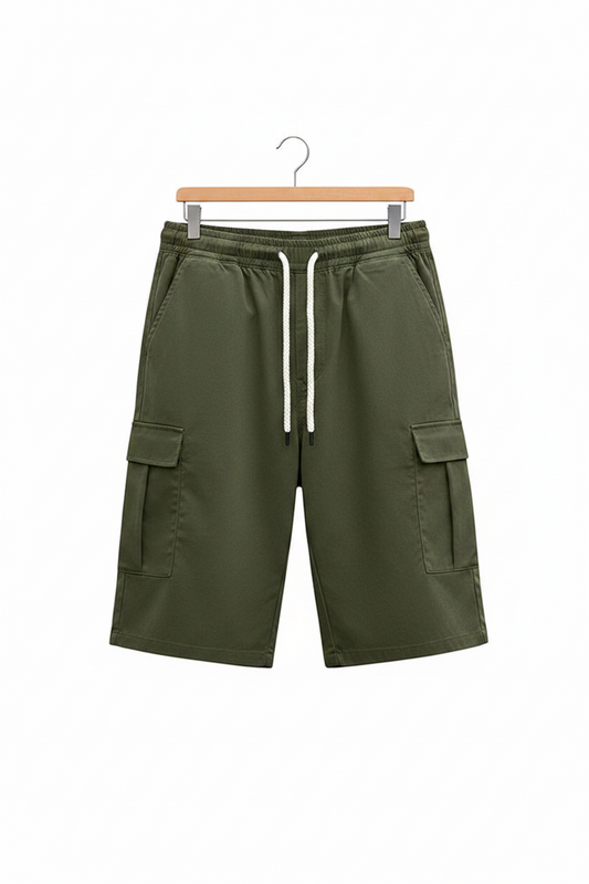 Pantalones cortos tipo cargo para hombre con cordón ajustable