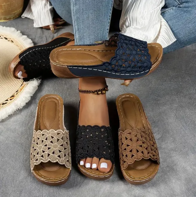 Sandalias transpirables de cuña para mujer