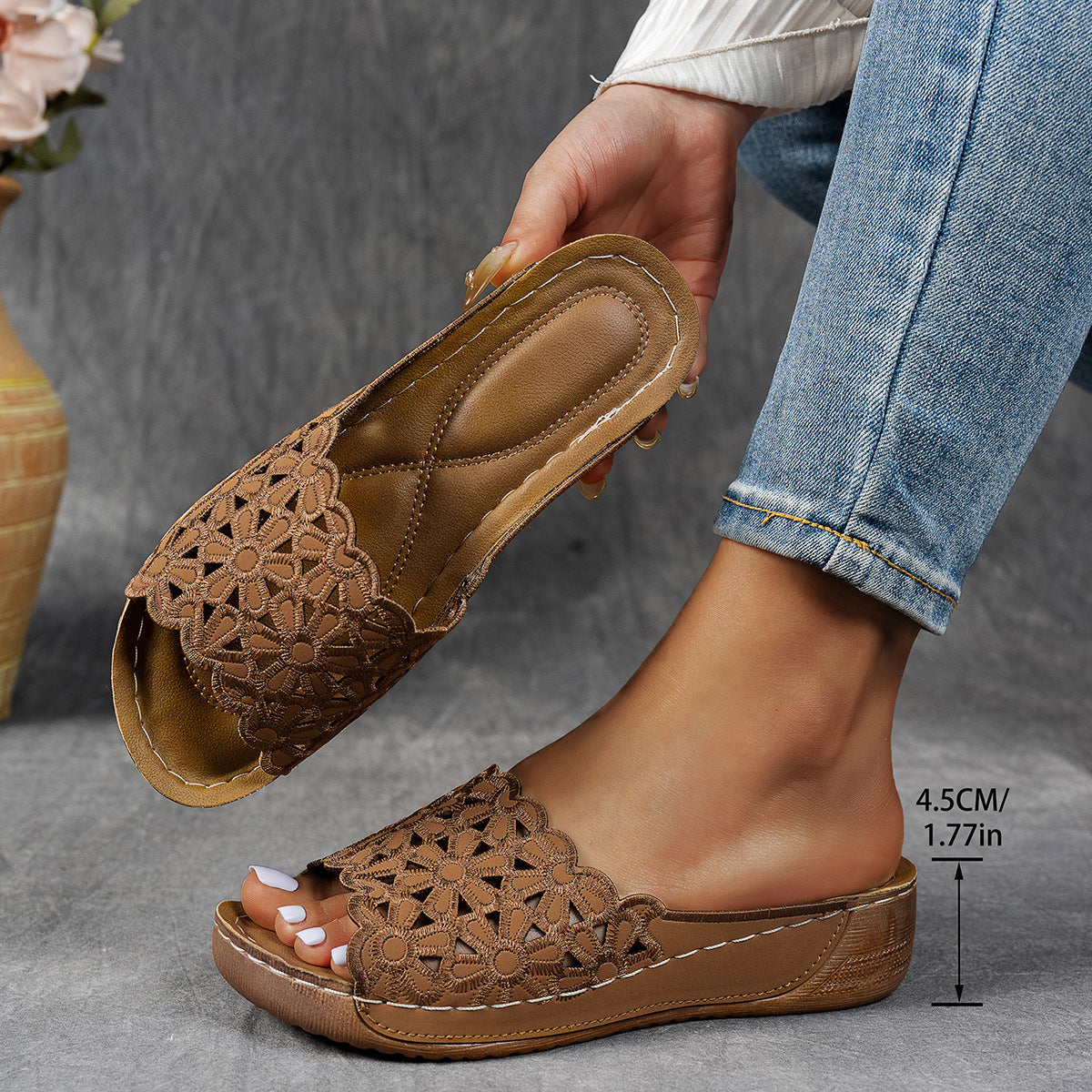 Sandalias transpirables de cuña para mujer