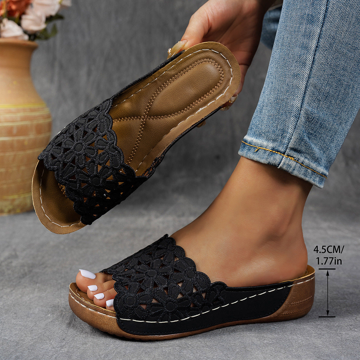 Sandalias transpirables de cuña para mujer