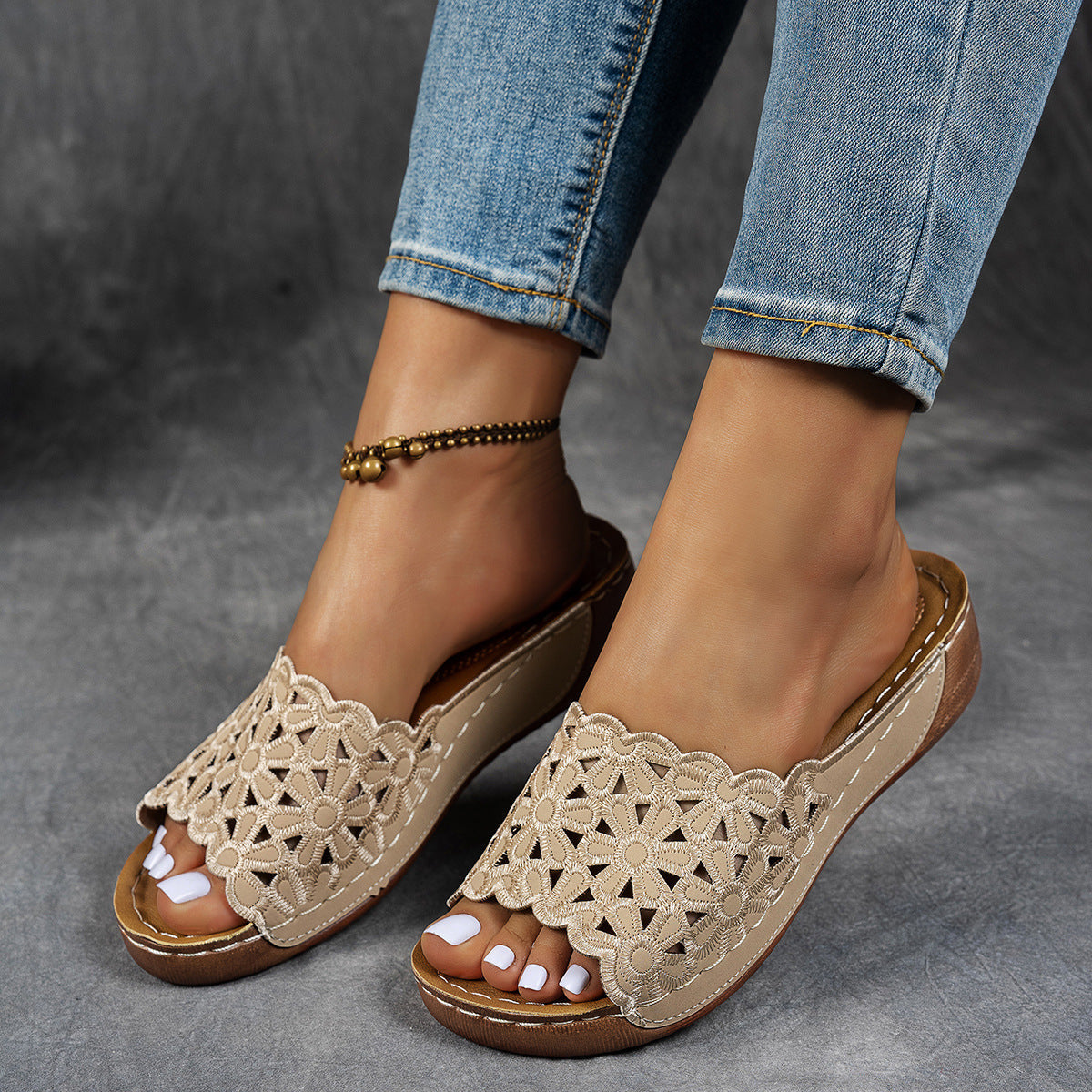 Sandalias transpirables de cuña para mujer