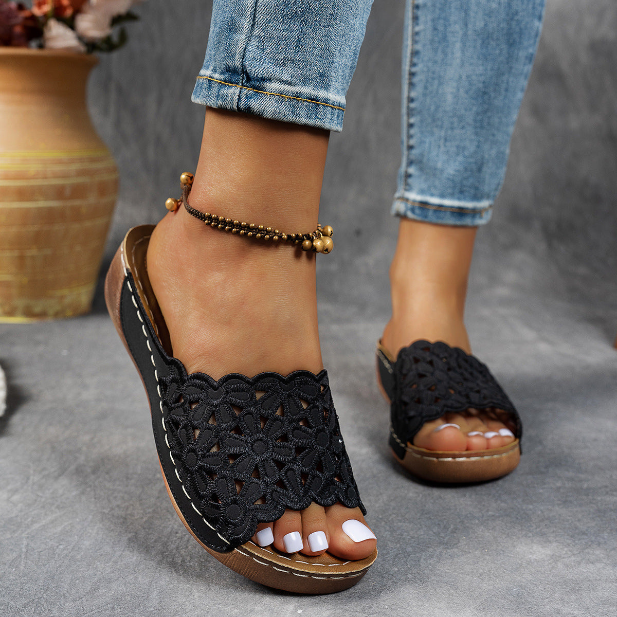 Sandalias transpirables de cuña para mujer