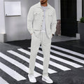 🔥Conjunto de chaqueta y pantalón de punto waffle para hombre – Tejido waffle transpirable, corte relajado y estilo casual sin esfuerzo 👕👖