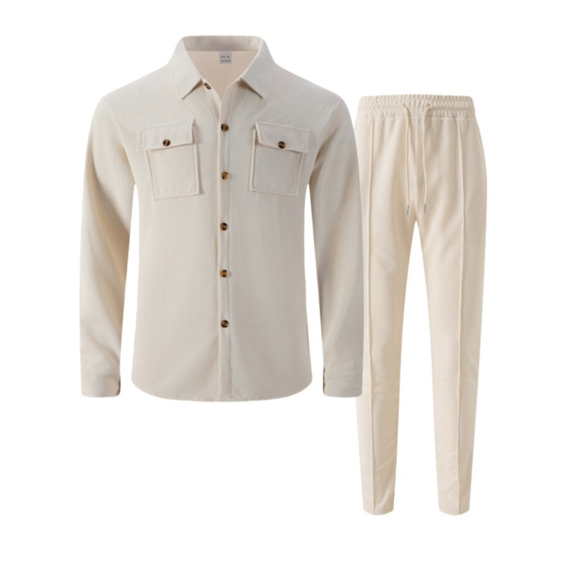 🔥Conjunto de chaqueta y pantalón de punto waffle para hombre – Tejido waffle transpirable, corte relajado y estilo casual sin esfuerzo 👕👖