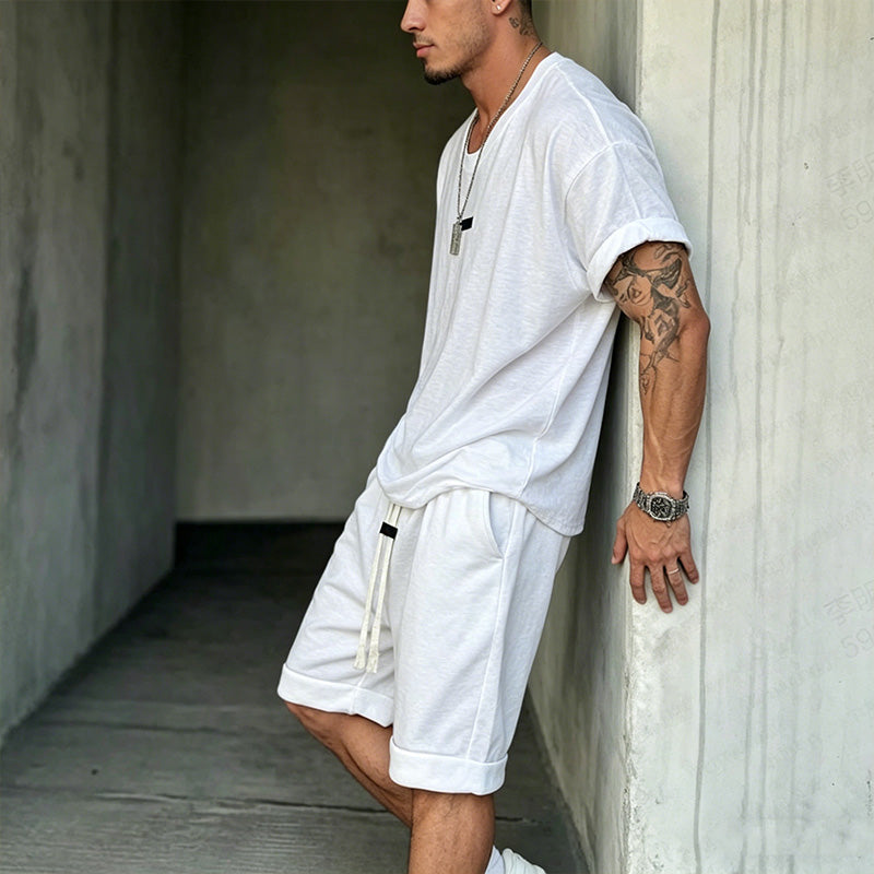 🔥Solange der Vorrat reicht 50% Rabatt!🎉Herren Freizeit-Set – T-Shirt & Shorts – lässig & bequem👕🩳