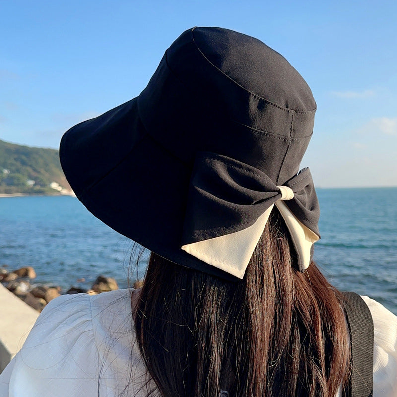 Sombrero de sol para mujer con lazo y ala ancha – plegable, protección 360° 🎀
