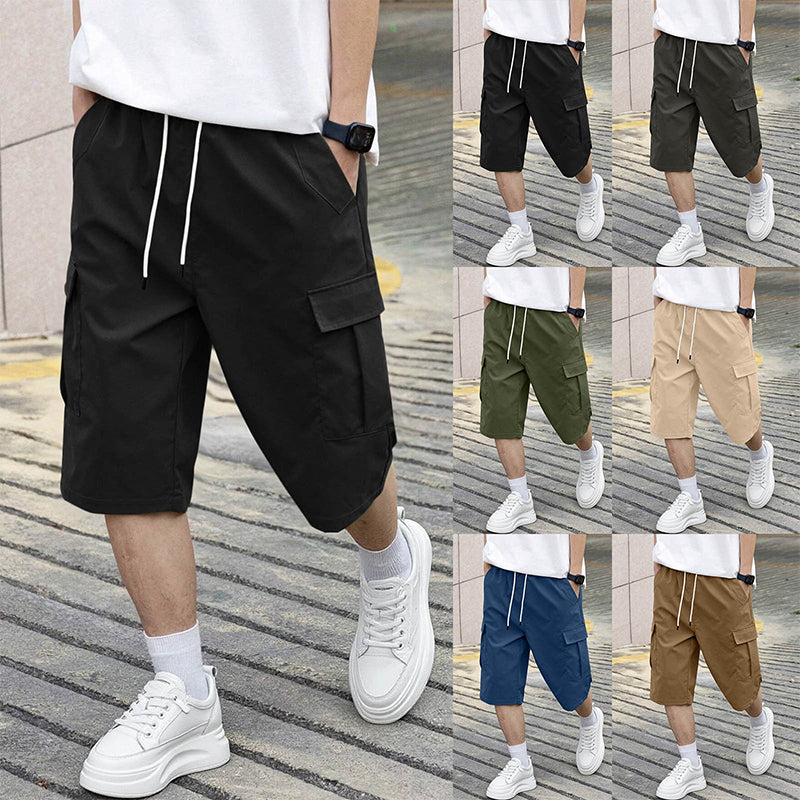 Pantalones cortos tipo cargo para hombre con cordón ajustable