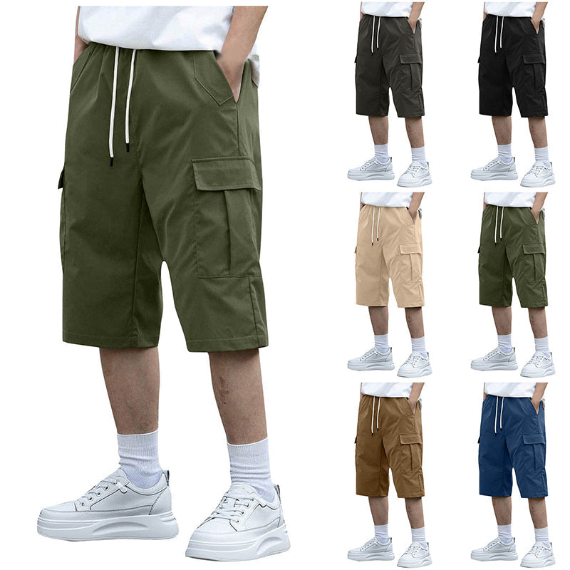 Pantalones cortos tipo cargo para hombre con cordón ajustable