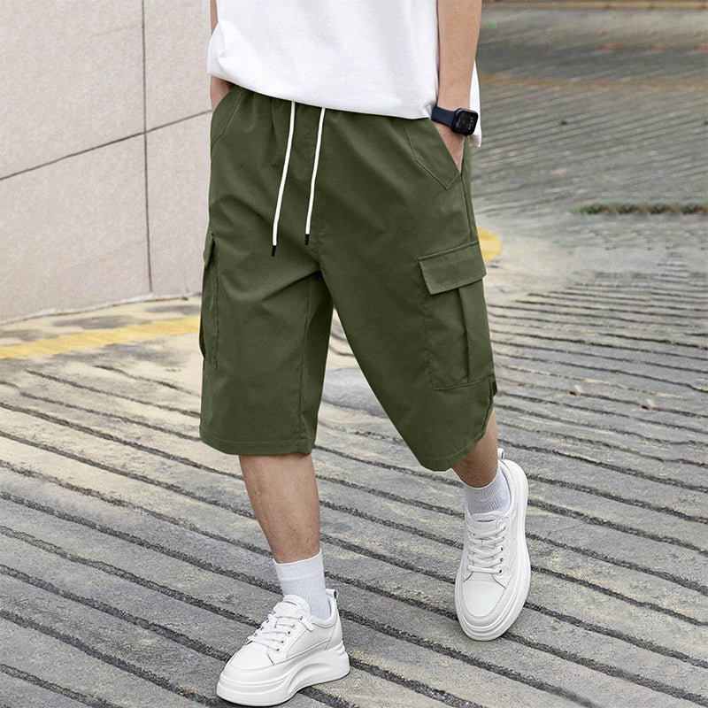 Pantalones cortos tipo cargo para hombre con cordón ajustable