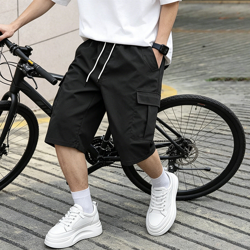 Pantalones cortos tipo cargo para hombre con cordón ajustable