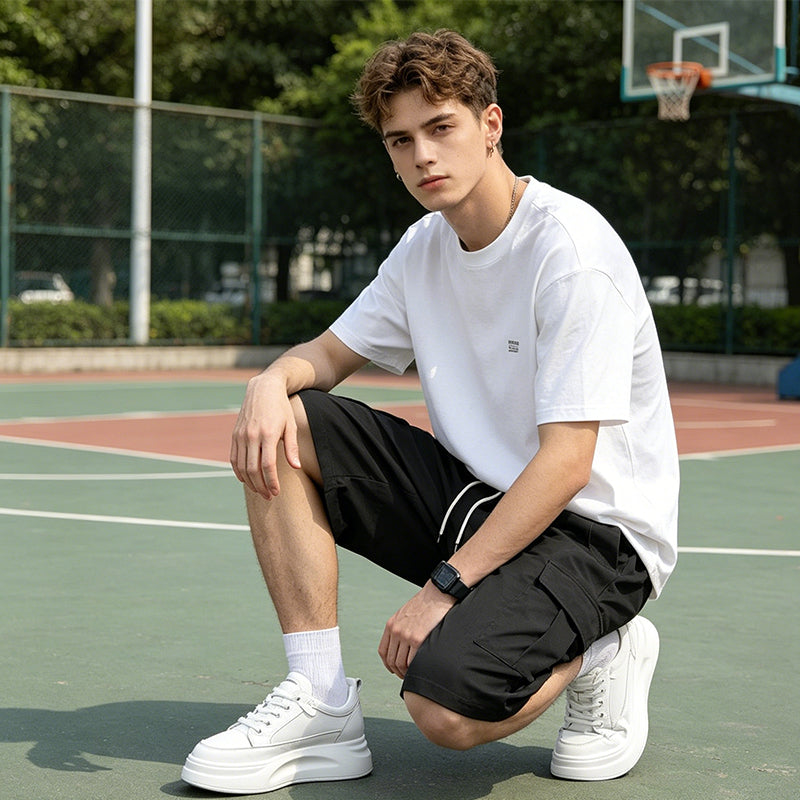 Pantalones cortos tipo cargo para hombre con cordón ajustable