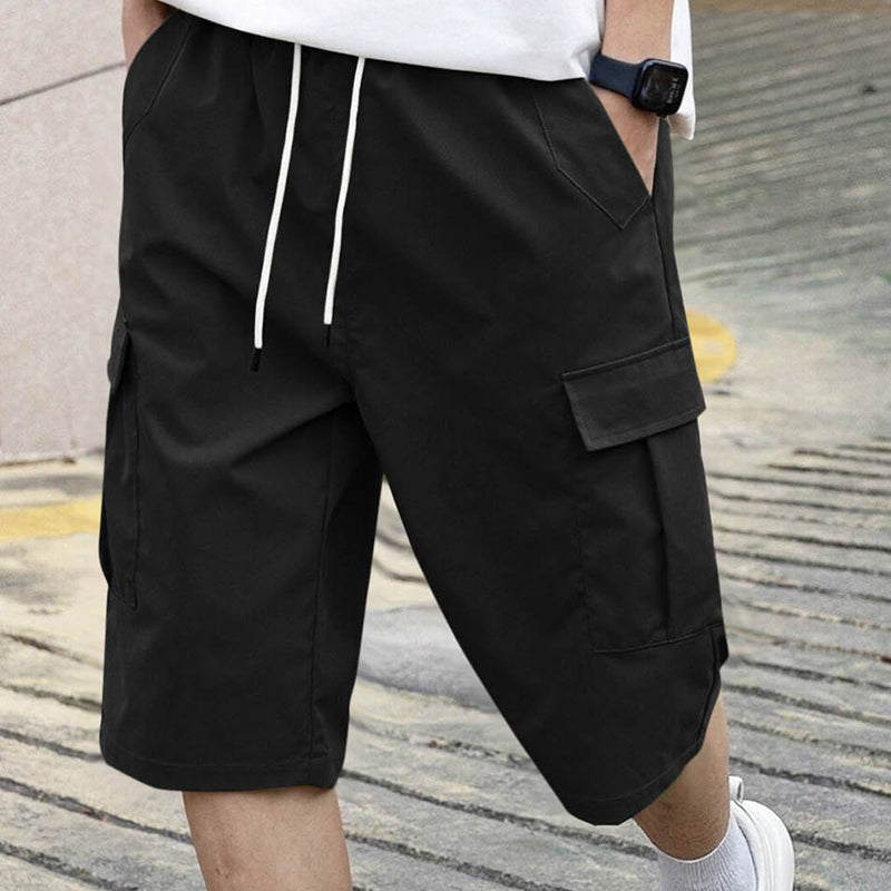 Pantalones cortos tipo cargo para hombre con cordón ajustable