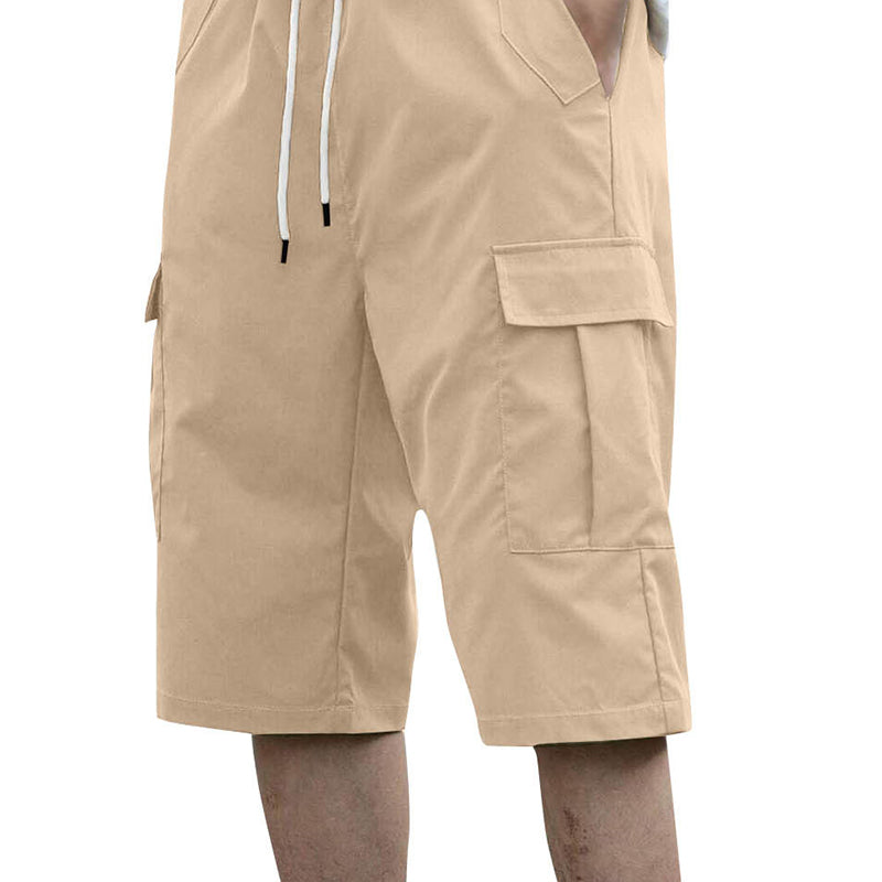 Pantalones cortos tipo cargo para hombre con cordón ajustable