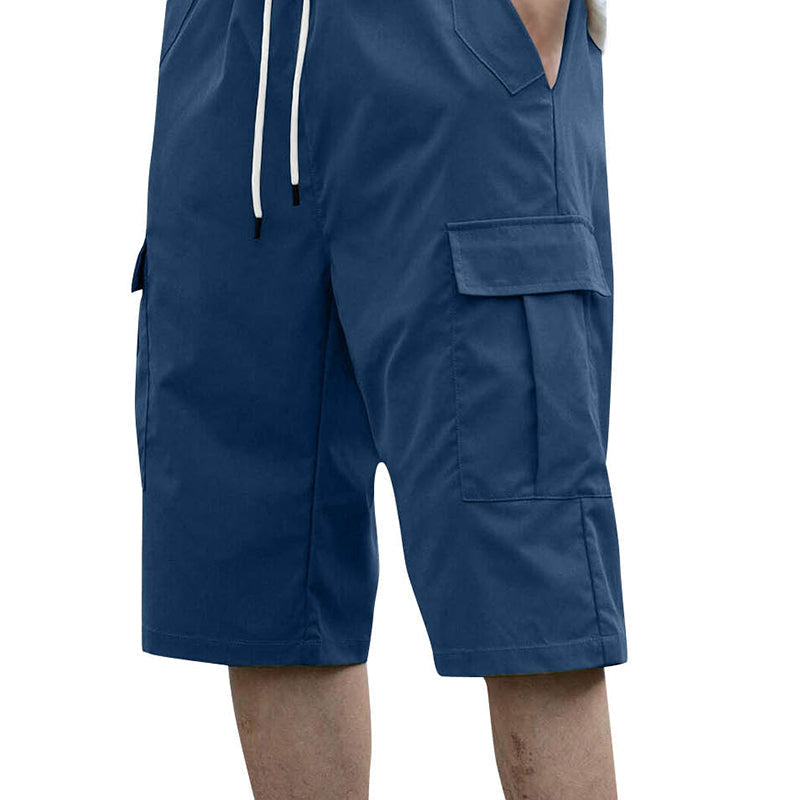 Pantalones cortos tipo cargo para hombre con cordón ajustable