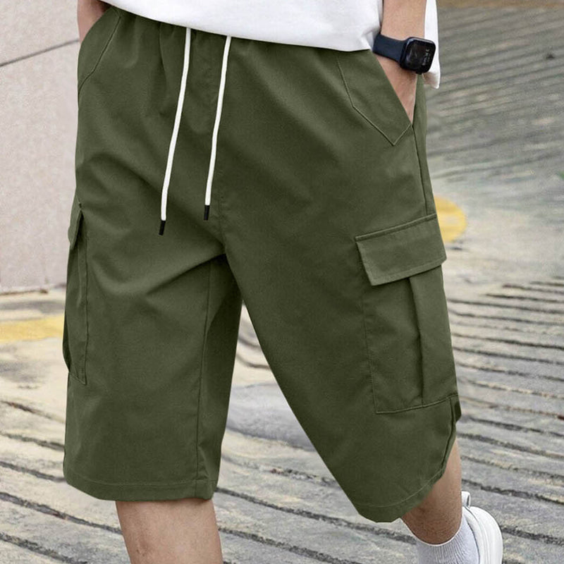 Pantalones cortos tipo cargo para hombre con cordón ajustable
