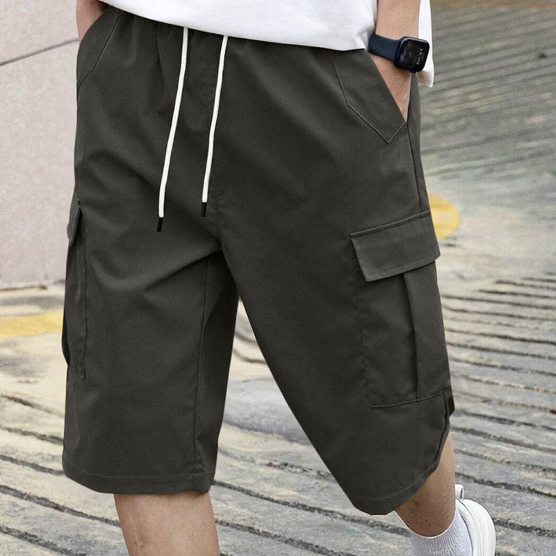 Pantalones cortos tipo cargo para hombre con cordón ajustable