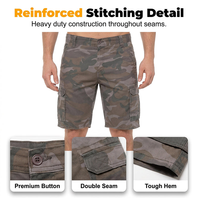 Militar - Shorts cargo de camuflaje para hombre con muchos bolsillos – cómodos, resistentes e ideales para exterior, pesca y día a día
