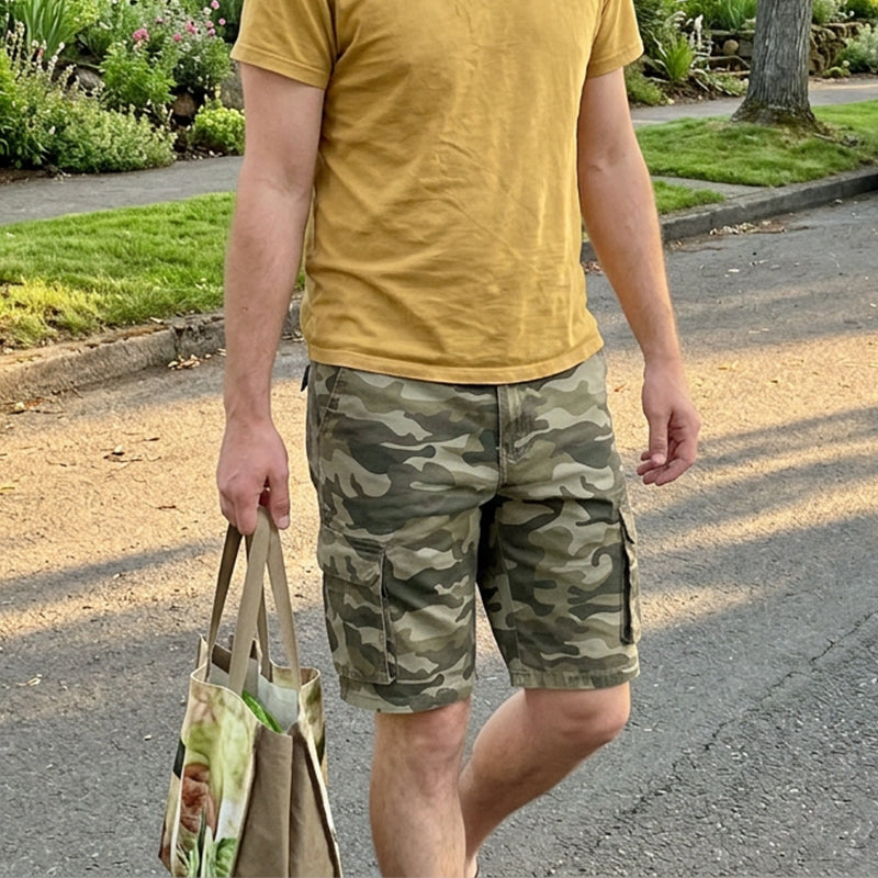 Militar - Shorts cargo de camuflaje para hombre con muchos bolsillos – cómodos, resistentes e ideales para exterior, pesca y día a día