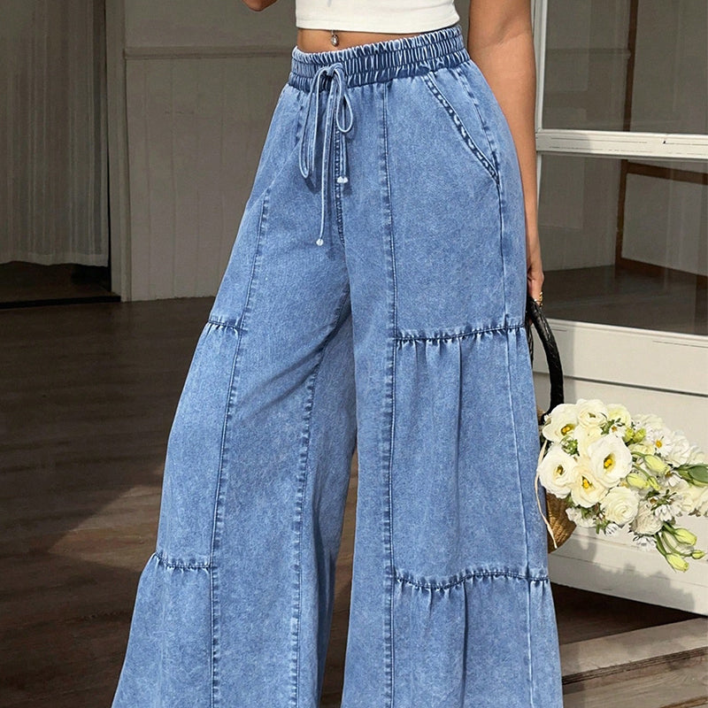 Clara -🌿 Pantalón ancho de tiro alto – estiliza las piernas, marca la cintura y disimula imperfecciones, perfecto para blusas, camisetas y blazers 👖