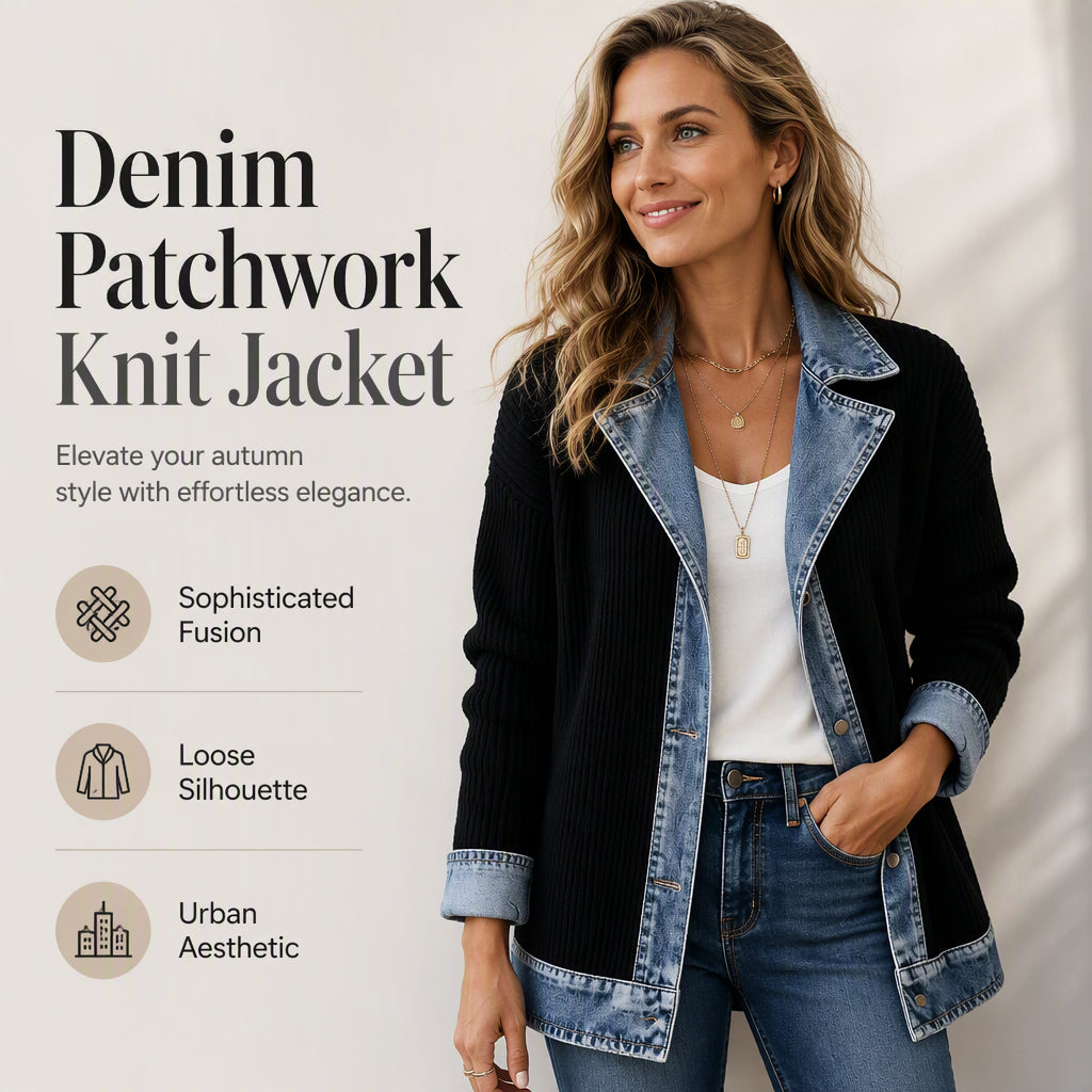Vero – Elegante chaqueta vaquera para mujer con inserciones de punto acanalado