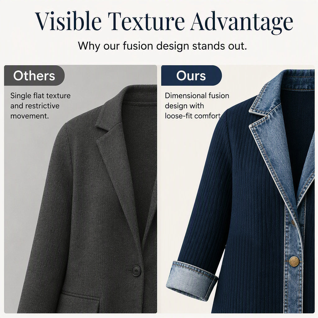 Vero – Elegante chaqueta vaquera para mujer con inserciones de punto acanalado